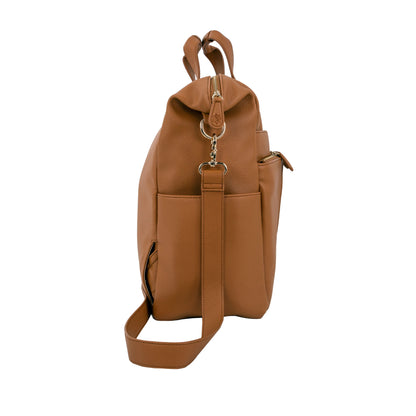 New Caroline Vegan Leather Mommy Bag | Rich Camel