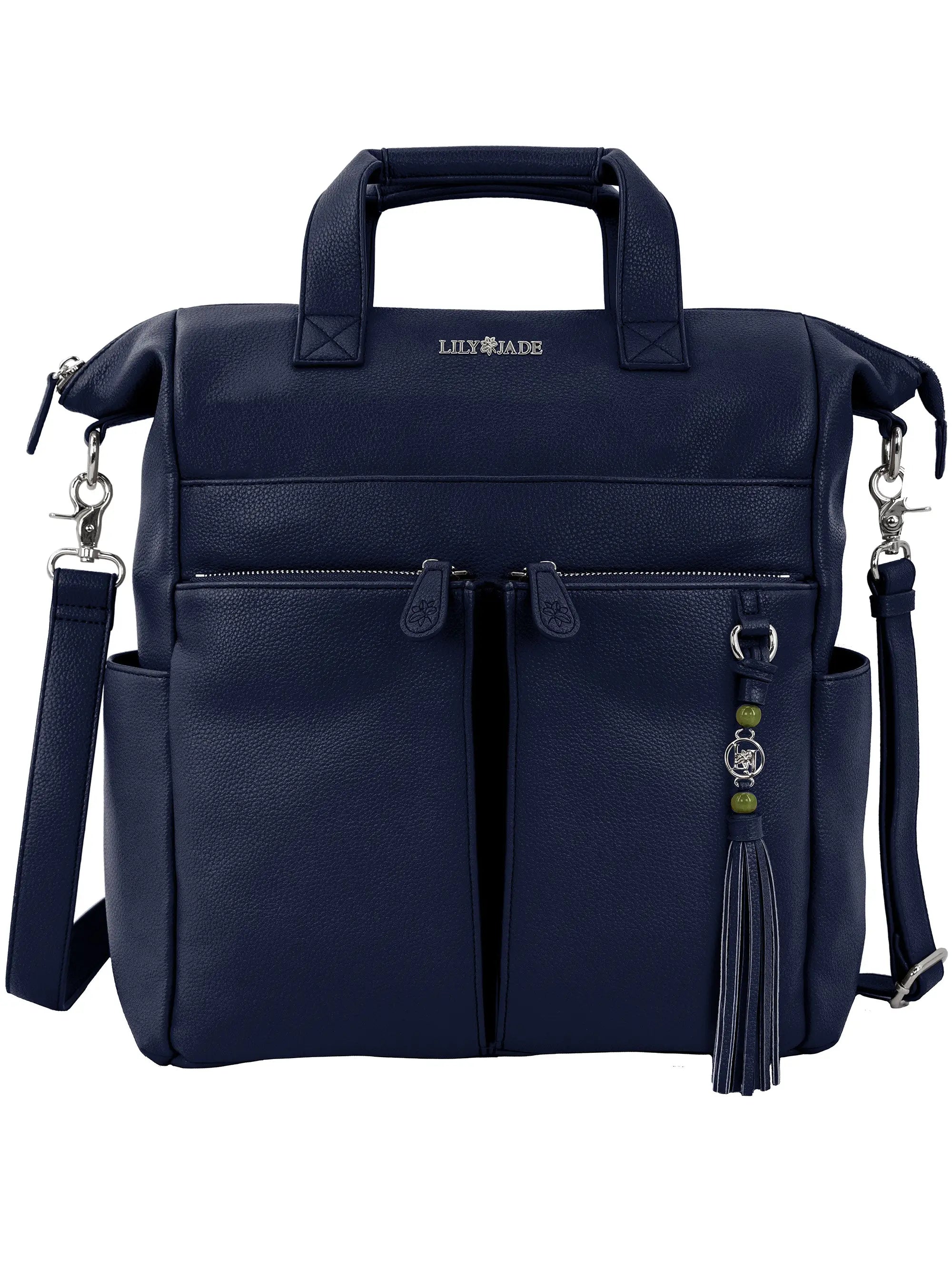 New Caroline Vegan Leather Mommy Bag | Navy