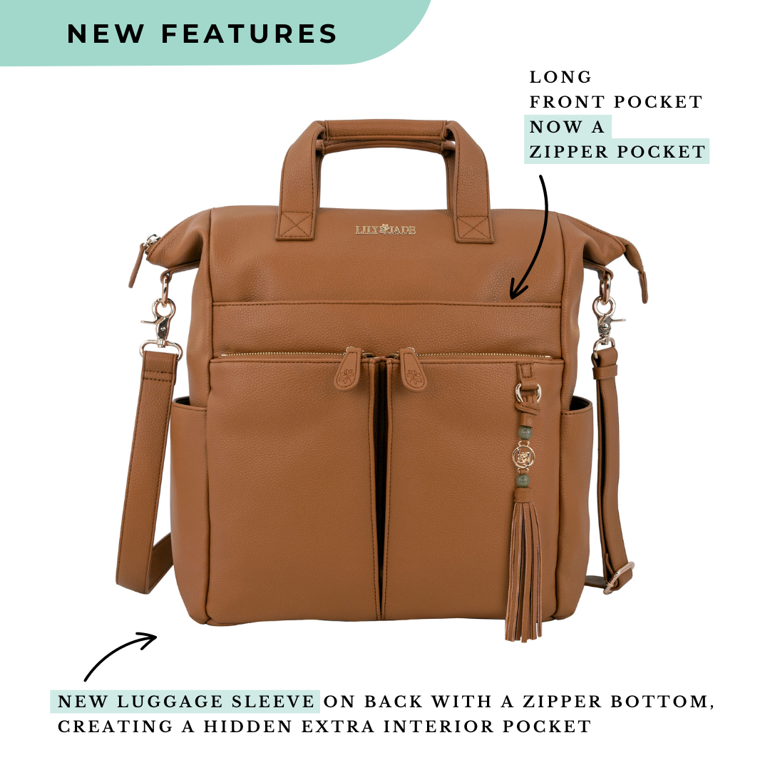 New Caroline Vegan Leather Mommy Bag | Rich Camel