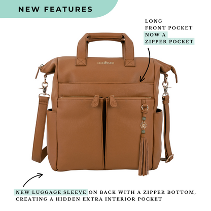 New Caroline Vegan Leather Mommy Bag | Rich Camel