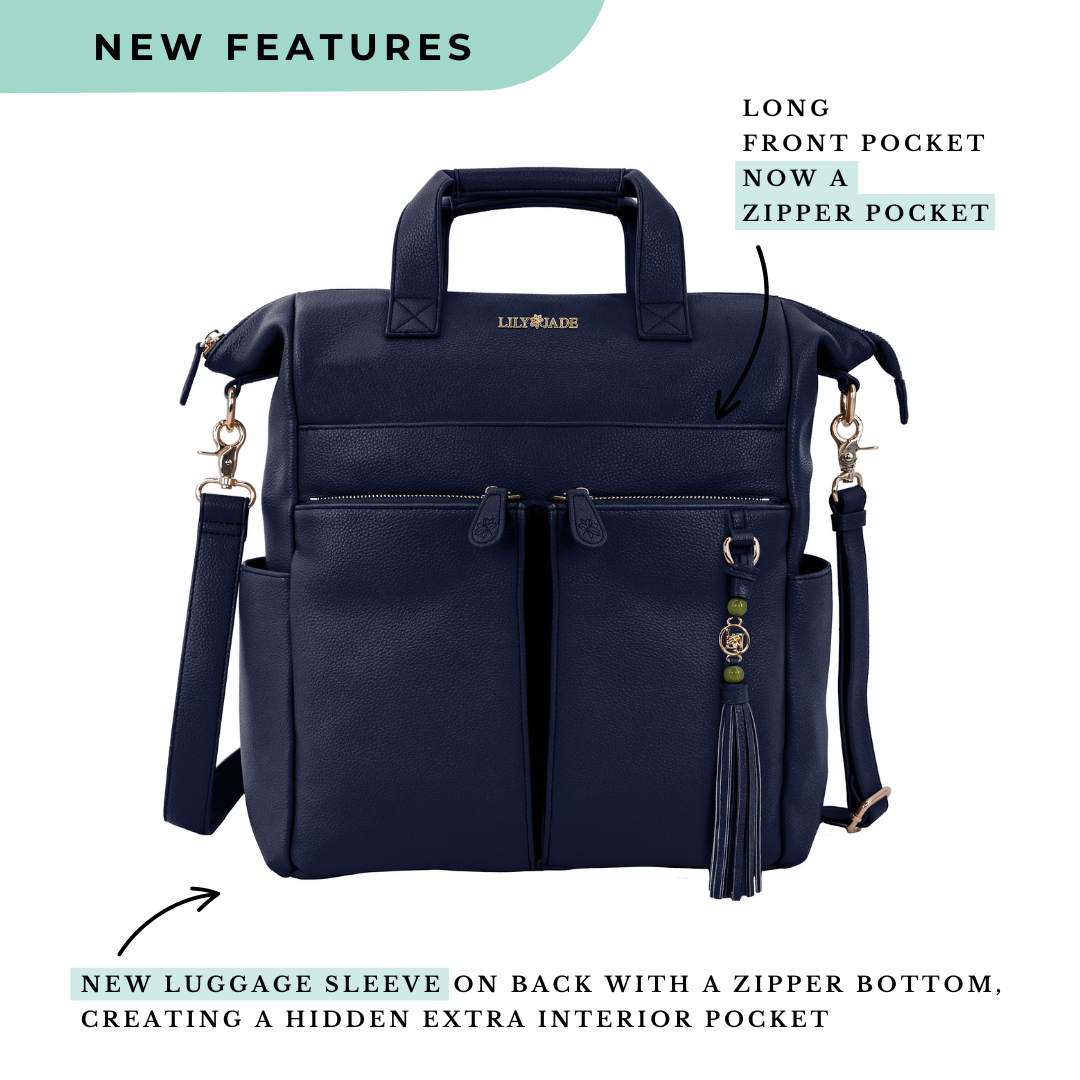 New Caroline Vegan Leather Mommy Bag | Navy