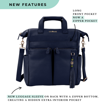 New Caroline Vegan Leather Mommy Bag | Navy