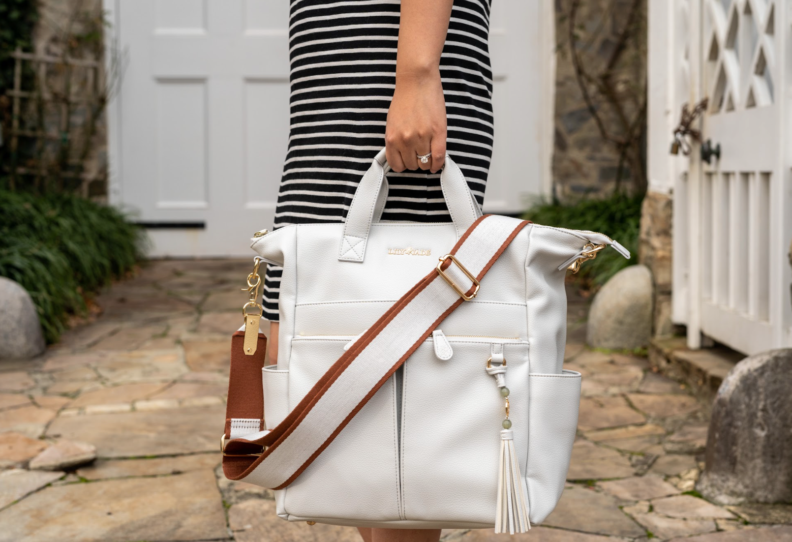 New Caroline Vegan Leather Mommy Bag | Rich Stone