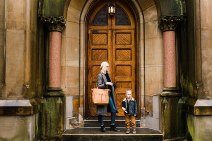 New Caroline Vegan Leather Mommy Bag | Rich Camel