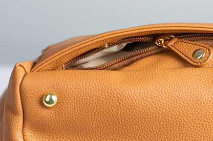 New Caroline Vegan Leather Mommy Bag | Rich Camel