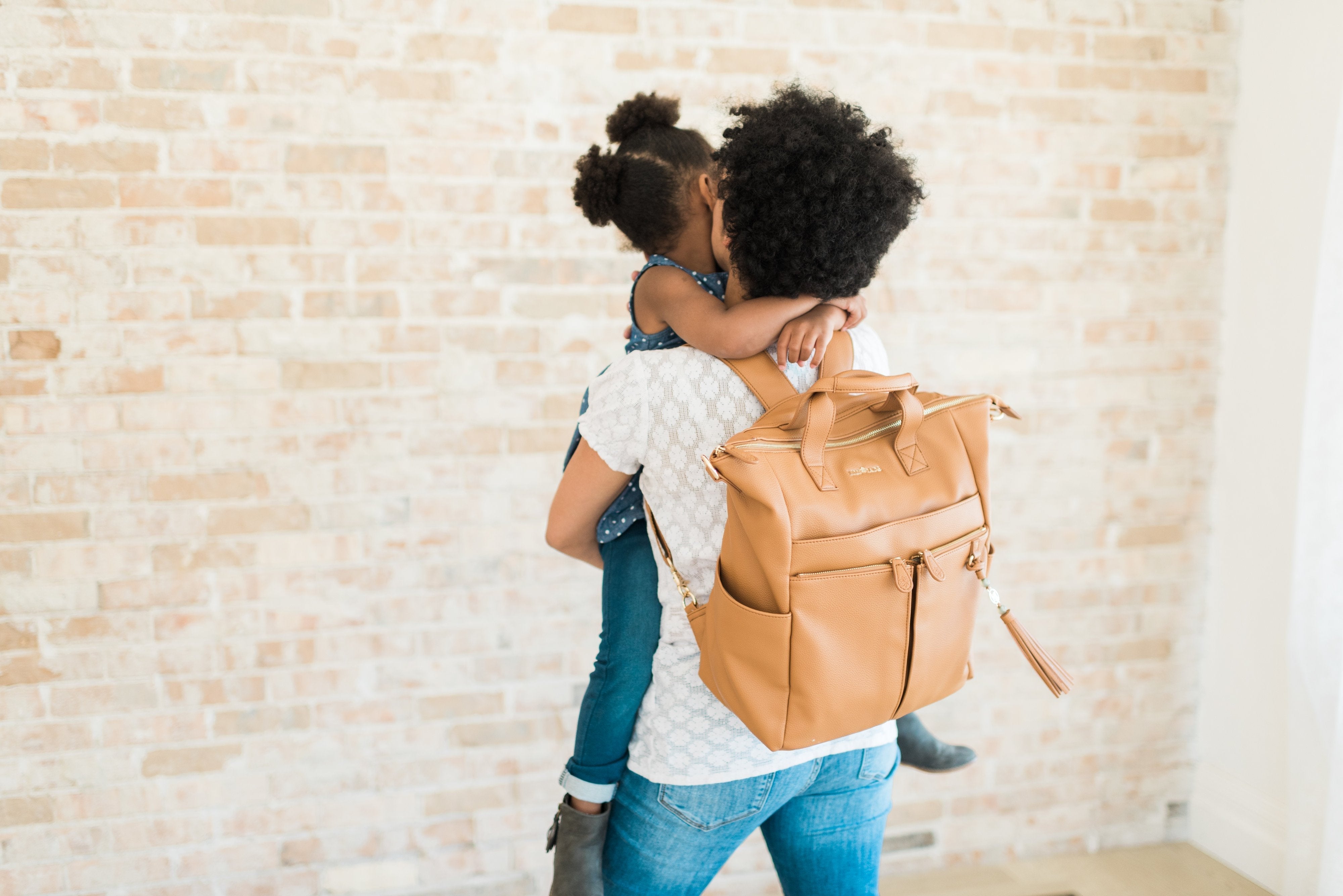 New Caroline Vegan Leather Mommy Bag | Rich Camel