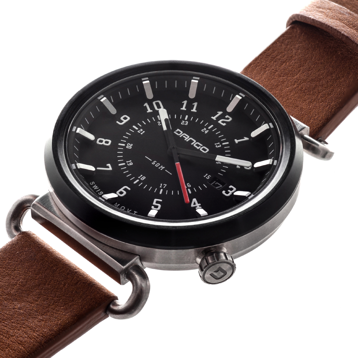 TK-01 - TREK WATCH WITH ITALIAN LEATHER STRAP - WHISKEY BROWN