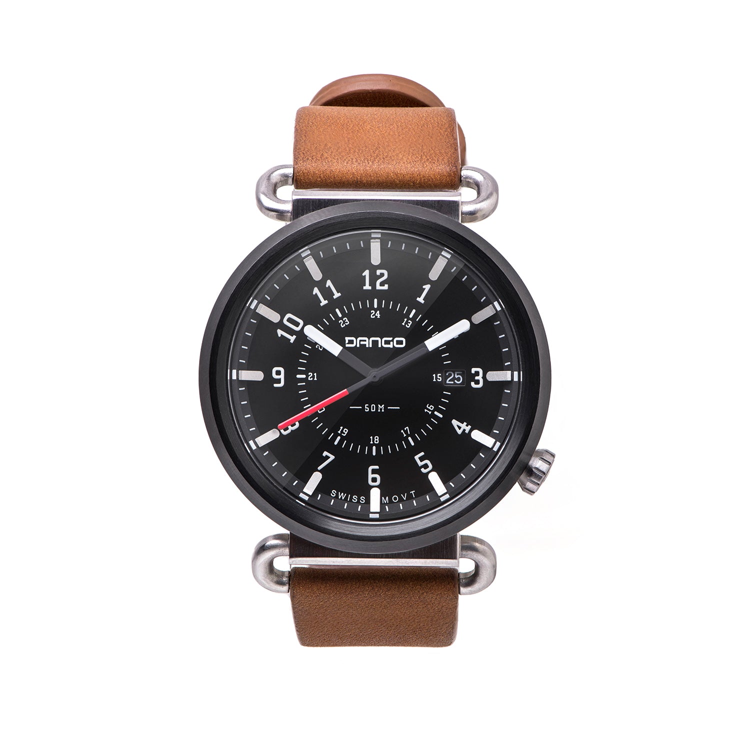 TK-01 - TREK WATCH WITH ITALIAN LEATHER STRAP - WHISKEY BROWN