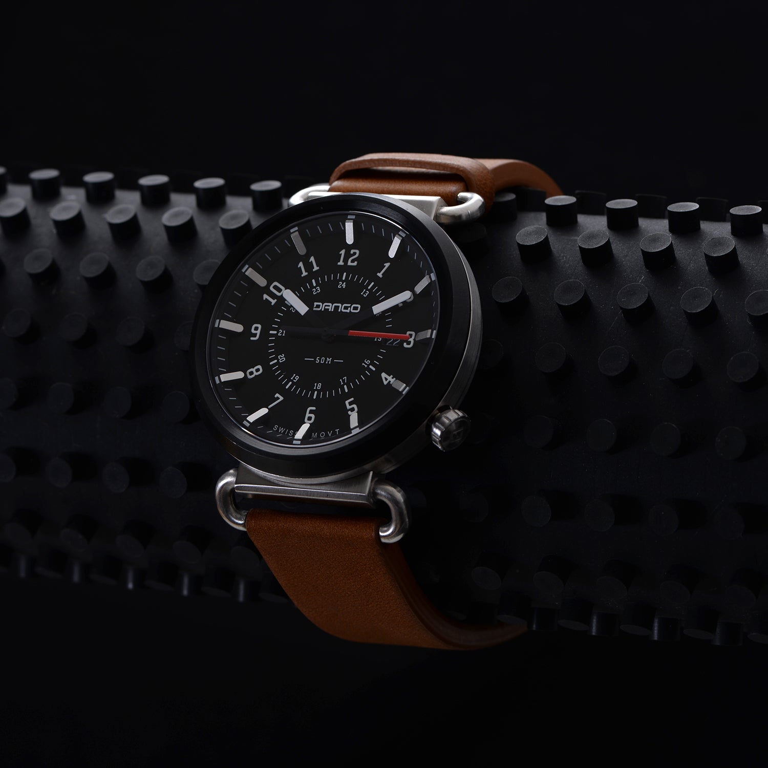 TK-01 - TREK WATCH WITH ITALIAN LEATHER STRAP - WHISKEY BROWN