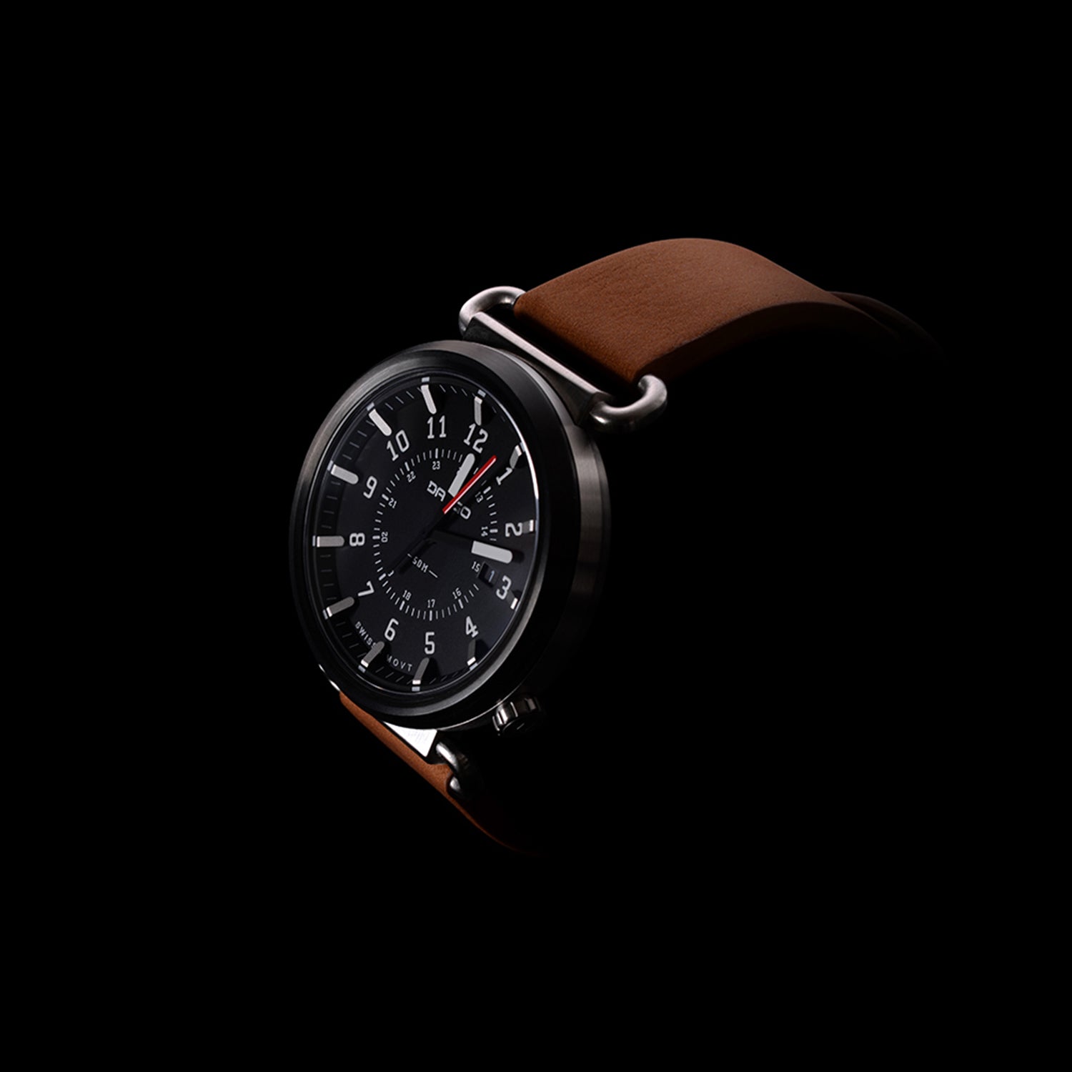 TK-01 - TREK WATCH WITH ITALIAN LEATHER STRAP - WHISKEY BROWN