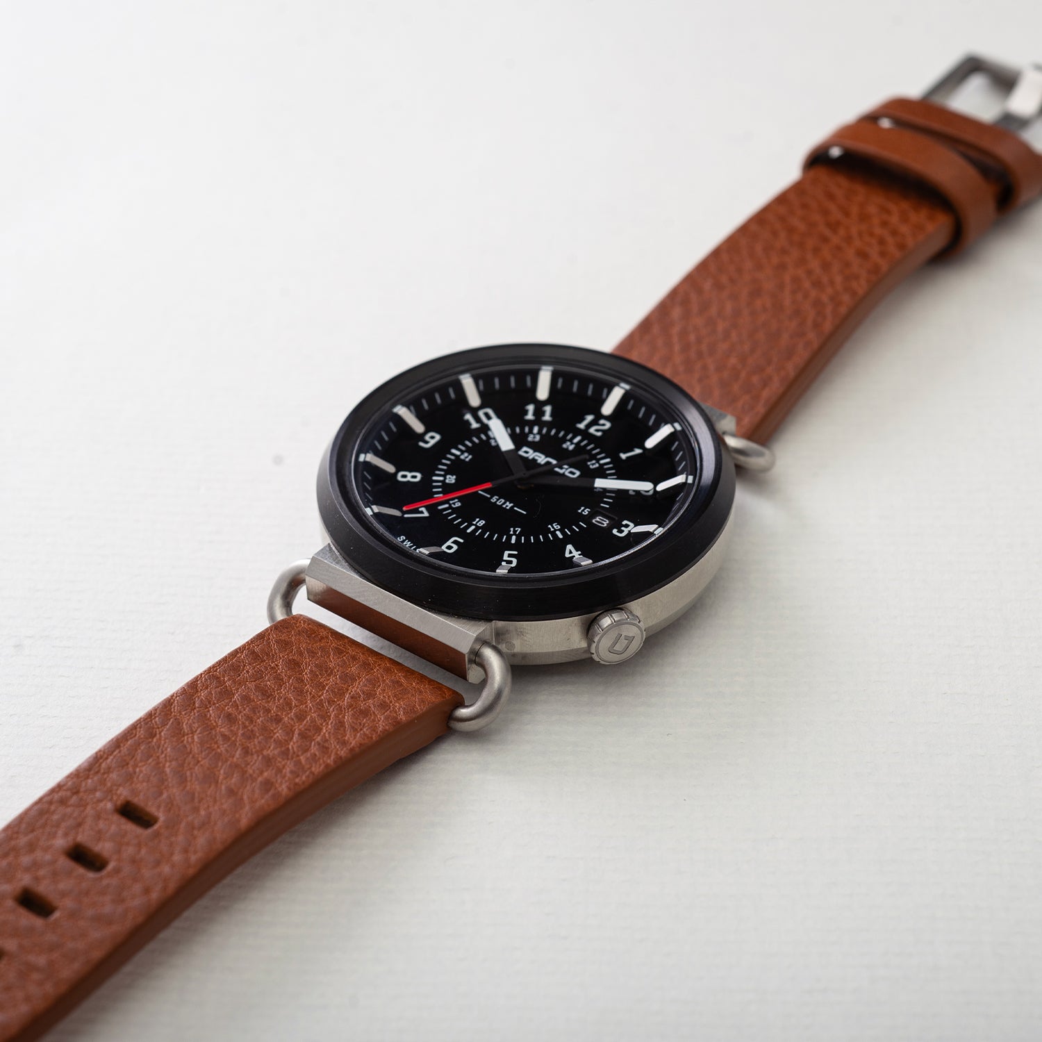 TK-01 - TREK WATCH WITH ITALIAN LEATHER STRAP - WHISKEY BROWN