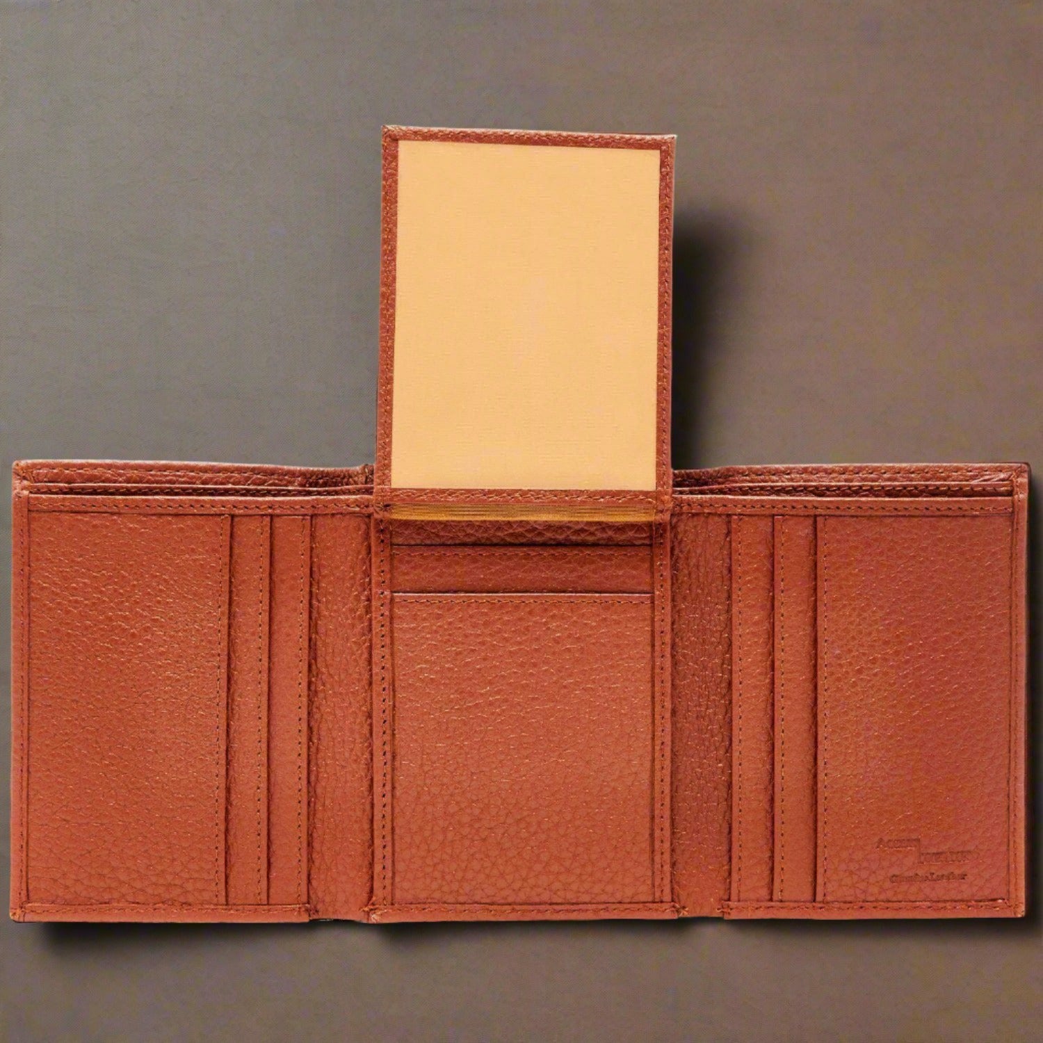 Leather Trifold RFID Wallet with Flip-Up ID