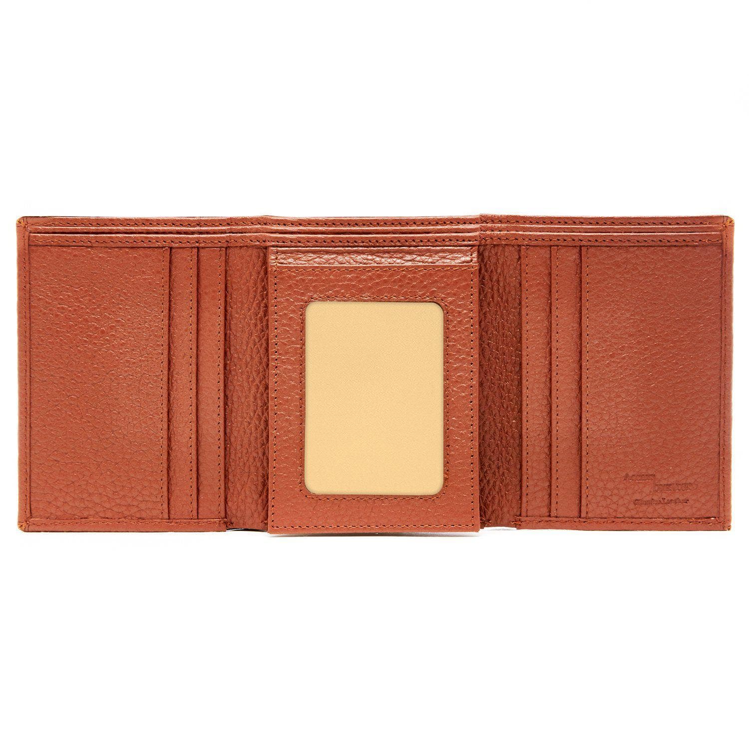 Leather Trifold RFID Wallet with Flip-Up ID