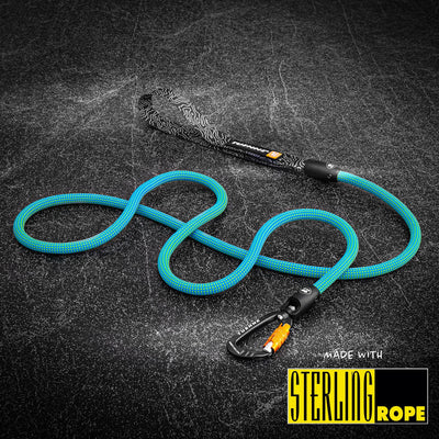 Rope Dog Leash with Auto-Locking Carabiner – 9.4mm Dry-Treated | Ion Blue