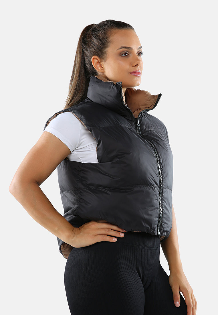 Reversible Cropped Sleeveless Puffer Jacket