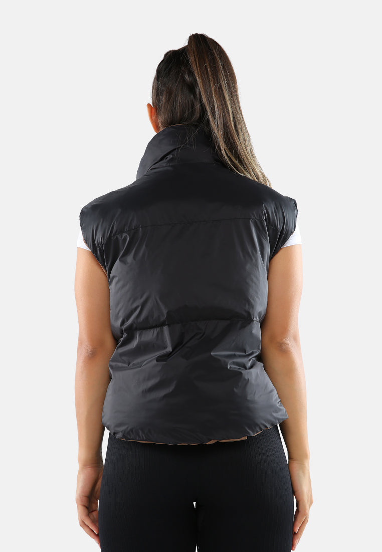 Reversible Cropped Sleeveless Puffer Jacket