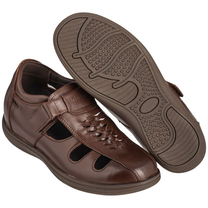G13072 - 3.2 Inches Taller (Cordovan Dark Brown) Super Lightweight Braided Men's Sandals