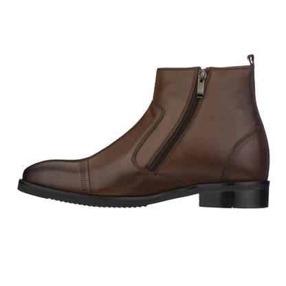S28002 - 2.8 Inches Taller (Dark Brown) - Lightweight - Zipper Men's Boots