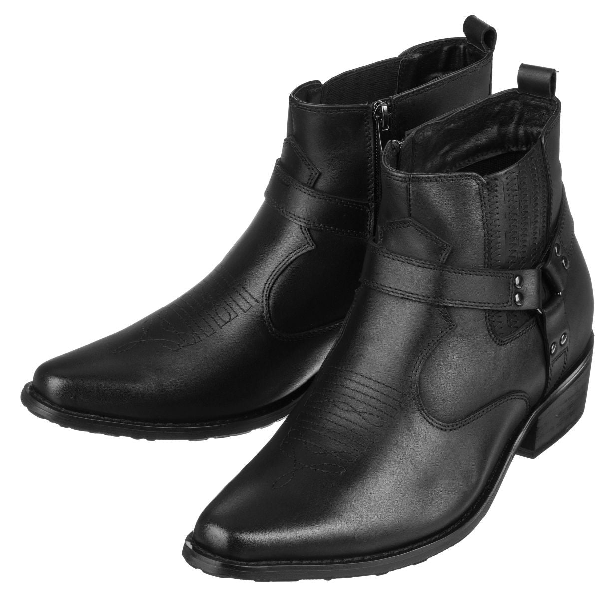 T8112 - 3.3 Inches Taller (Black) - Zipper Men's Boots