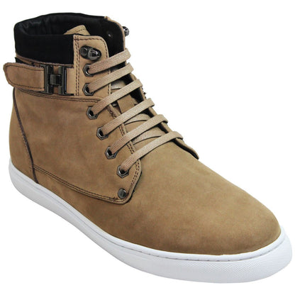 T53121 - 2.6 Inches Taller (Nubuck Tan) - High Top Men's Sneak-boot
