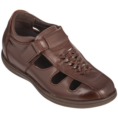 G13072 - 3.2 Inches Taller (Cordovan Dark Brown) Super Lightweight Braided Men's Sandals