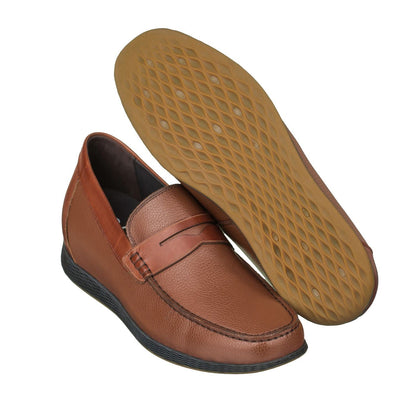 S1092 - Lightweight Brown Penny Men's Loafers - 2.4 Inches