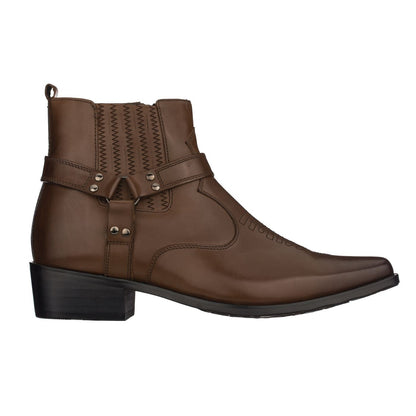 T8113 - 3.3 Inches Taller (Dark Brown) - Zipper Men's Boots
