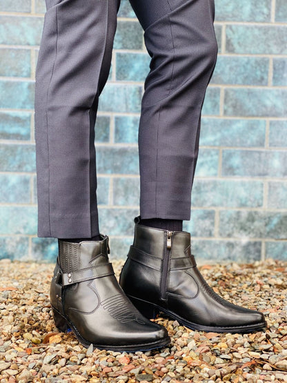 T8112 - 3.3 Inches Taller (Black) - Zipper Men's Boots