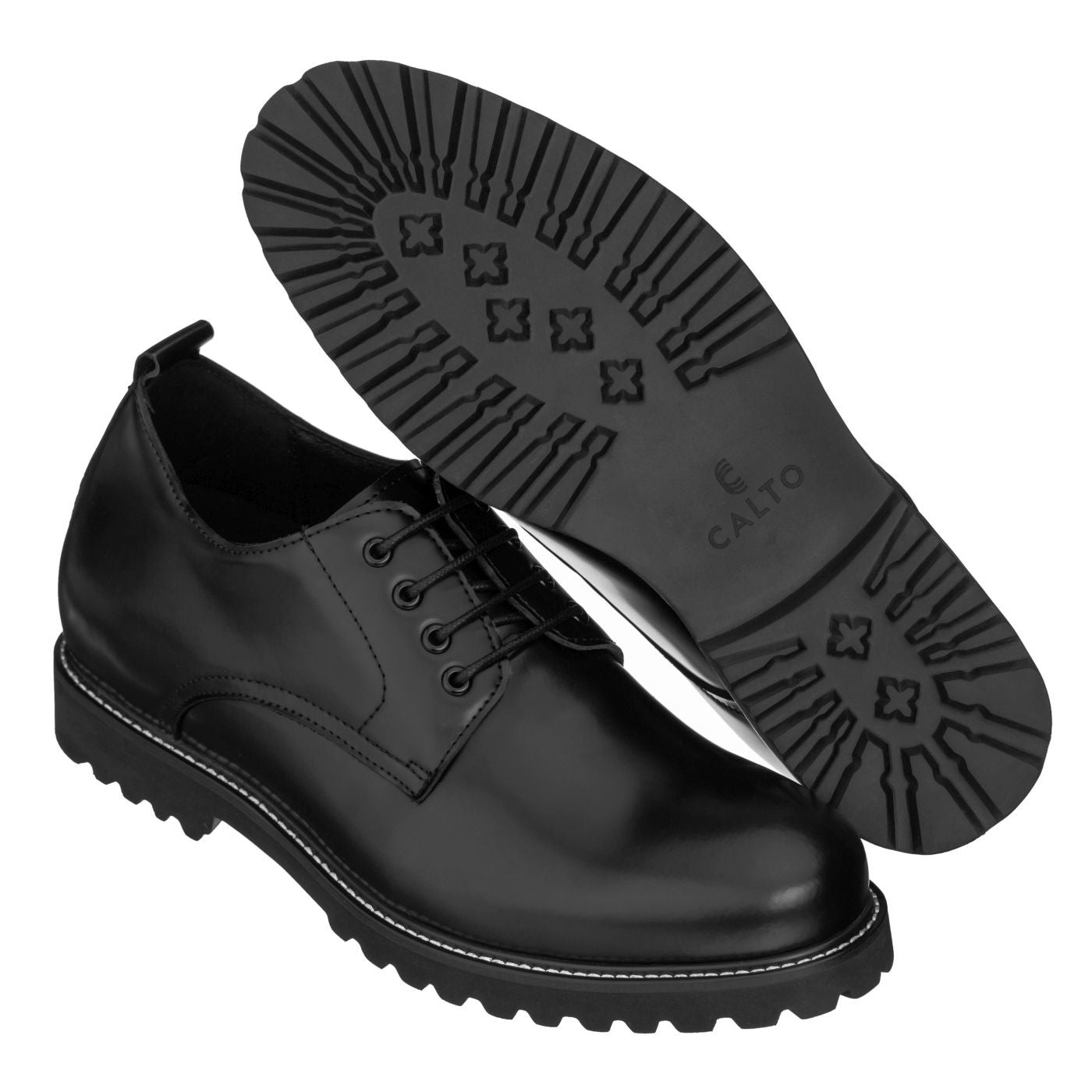 S9118 - 3" Taller Black Leather Elevator Work Men's Shoes