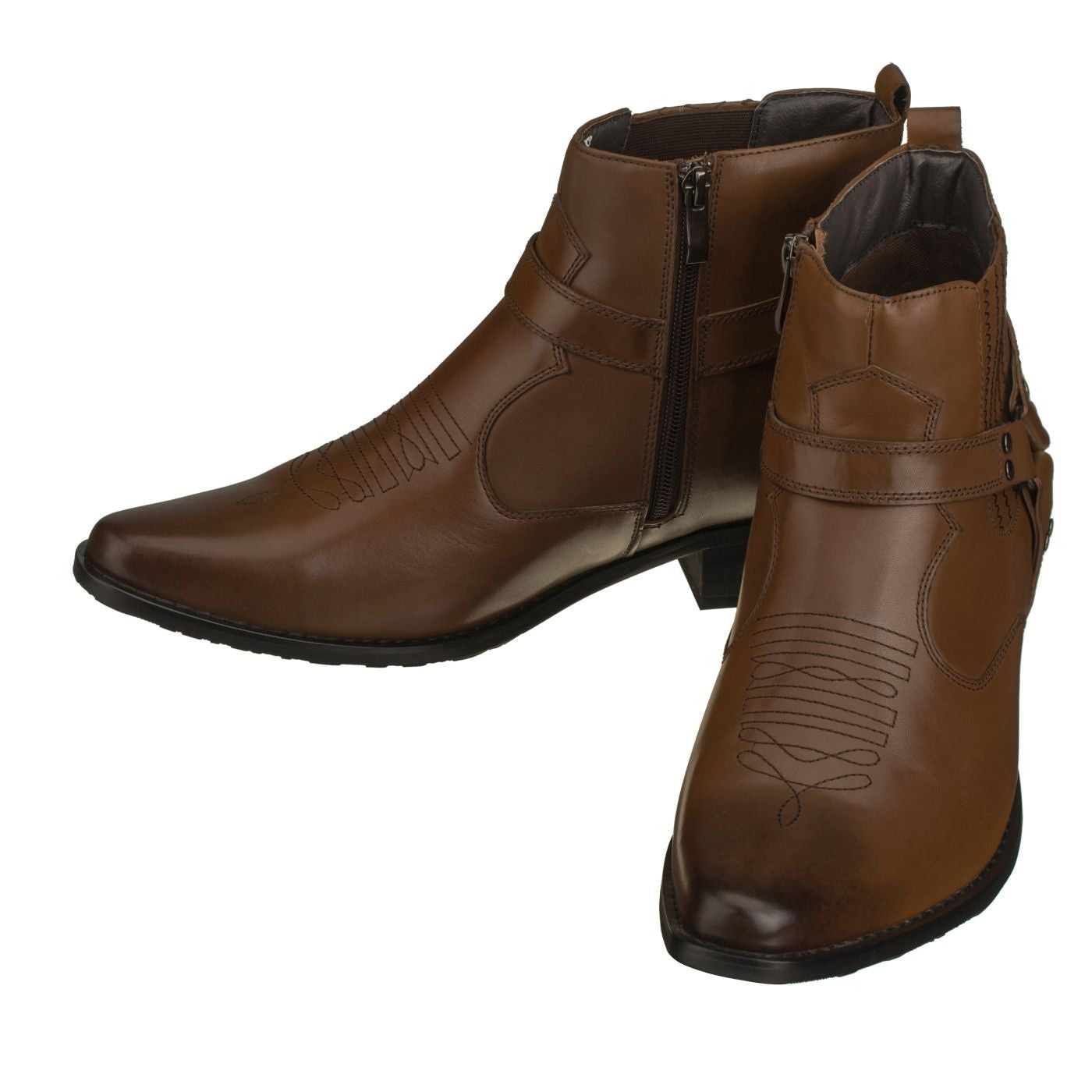 T8113 - 3.3 Inches Taller (Dark Brown) - Zipper Men's Boots