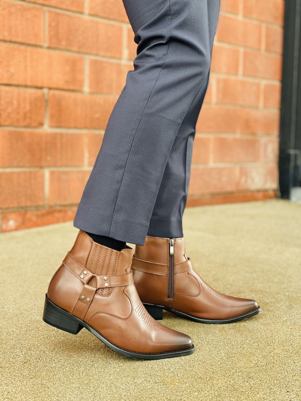 T8113 - 3.3 Inches Taller (Dark Brown) - Zipper Men's Boots