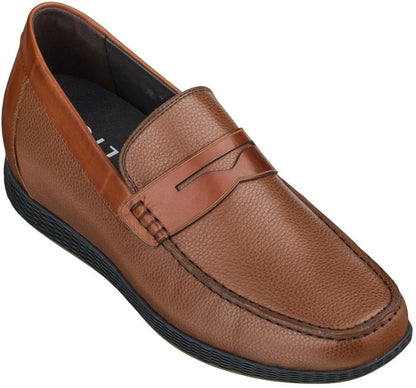 S1092 - Lightweight Brown Penny Men's Loafers - 2.4 Inches