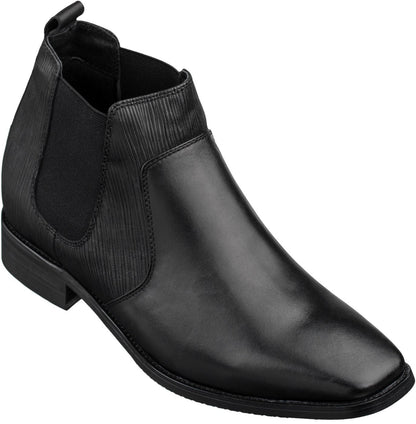 T54021 - Black Leather Chelsea Men's Boots - 3 Inches