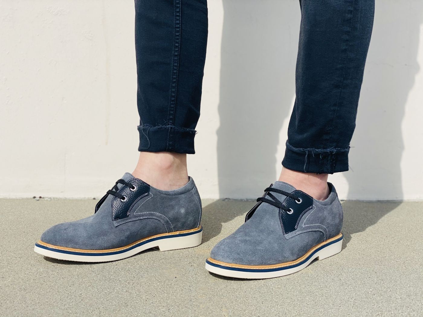 Y42023 - Business Casual Grey Leather Men's Shoes 2.8 Inch