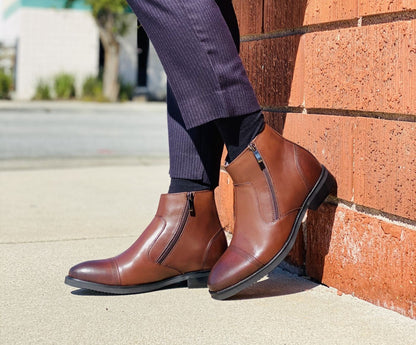 S28002 - 2.8 Inches Taller (Dark Brown) - Lightweight - Zipper Men's Boots