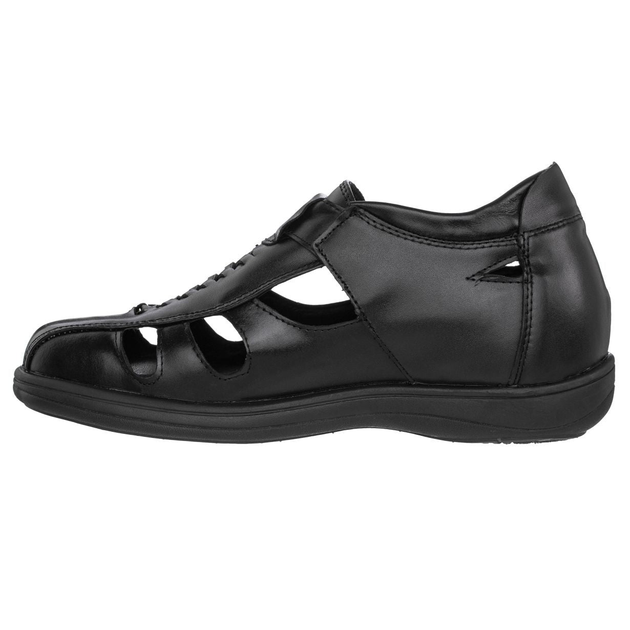 G1307 - Black Braided Leather Men's Sandals - Three Inches