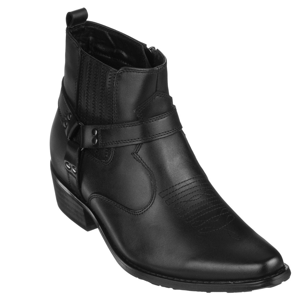 T8112 - 3.3 Inches Taller (Black) - Zipper Men's Boots