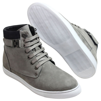 T53120 - 2.6 Inches Taller (Nubuck Grey) - High Top Men's Sneak-boot