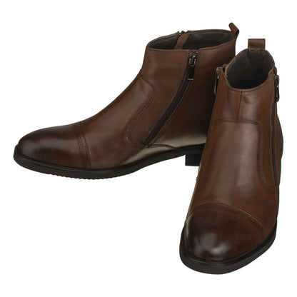 S28002 - 2.8 Inches Taller (Dark Brown) - Lightweight - Zipper Men's Boots
