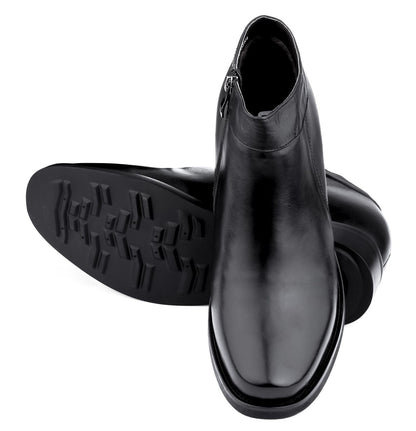 K50658 - Black Leather Zipper Dress Men's Boots - 3.2 Inches