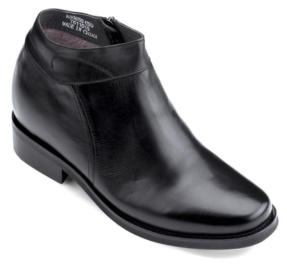 K50658 - Black Leather Zipper Dress Men's Boots - 3.2 Inches