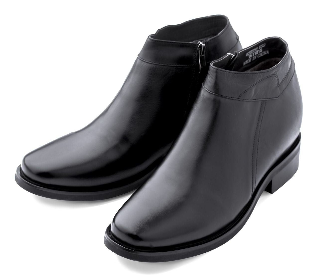 K50658 - Black Leather Zipper Dress Men's Boots - 3.2 Inches