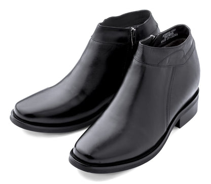 K50658 - Black Leather Zipper Dress Men's Boots - 3.2 Inches