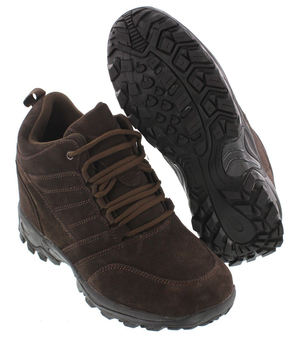 H0031 - 4 Inches Taller (Dark Brown) - Hiking Style Men's Boots