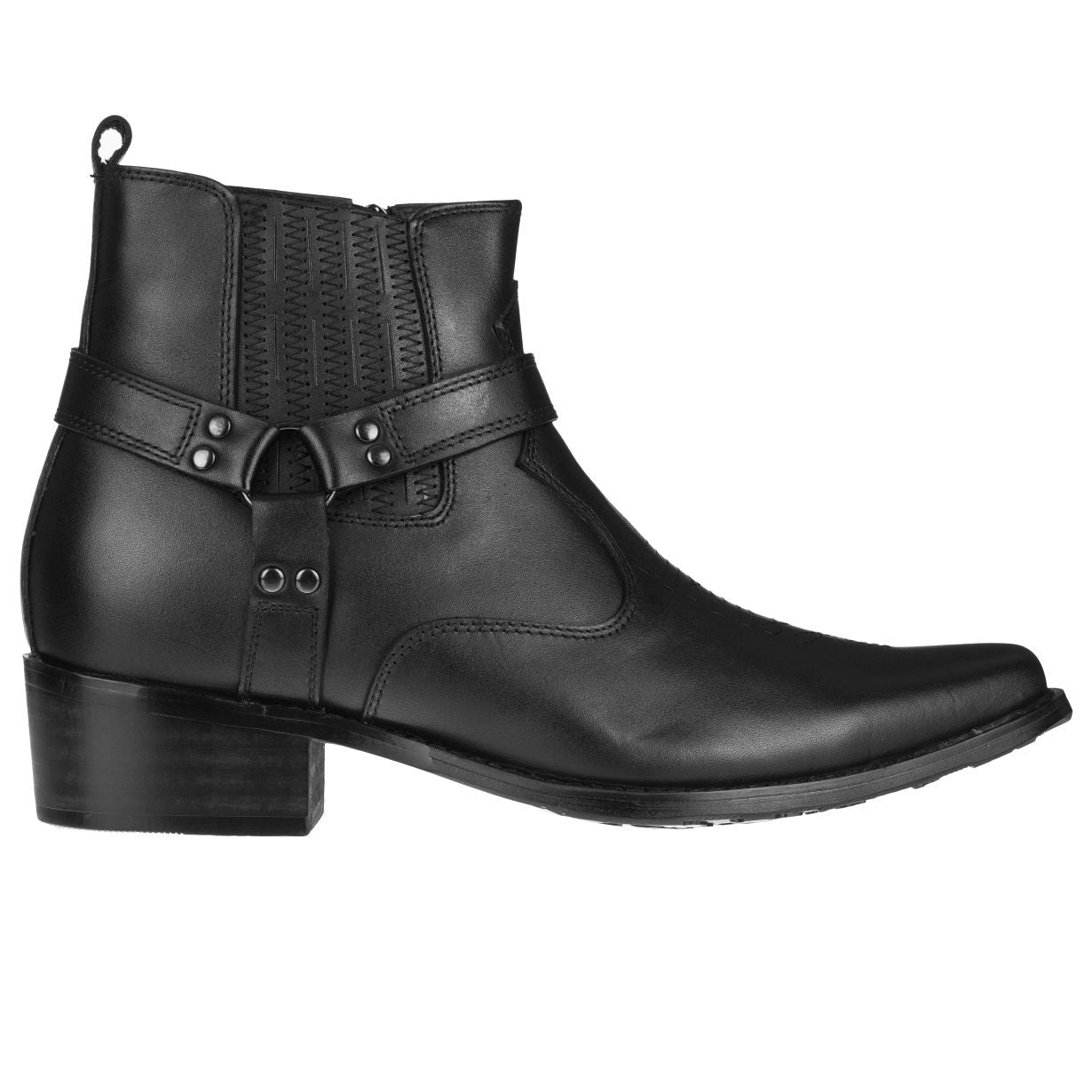 T8112 - 3.3 Inches Taller (Black) - Zipper Men's Boots