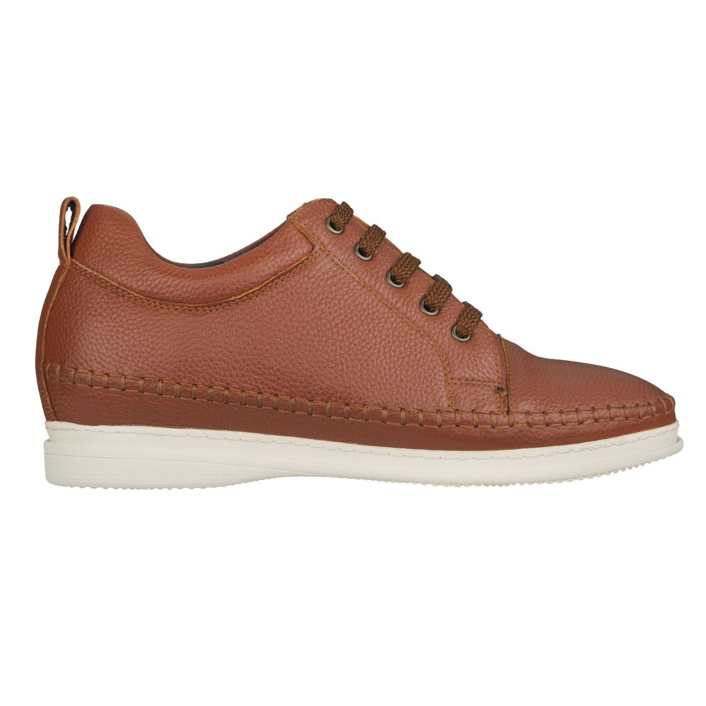 S4313 - Casual 3 Inch Leather Elevator Men's Sneakers - Brown