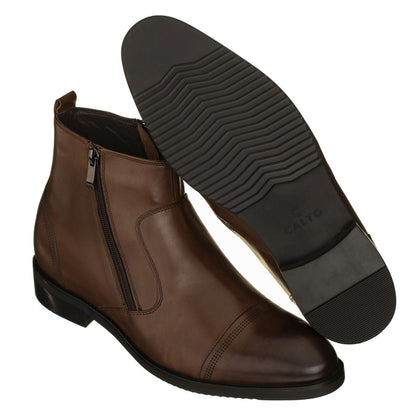 S28002 - 2.8 Inches Taller (Dark Brown) - Lightweight - Zipper Men's Boots