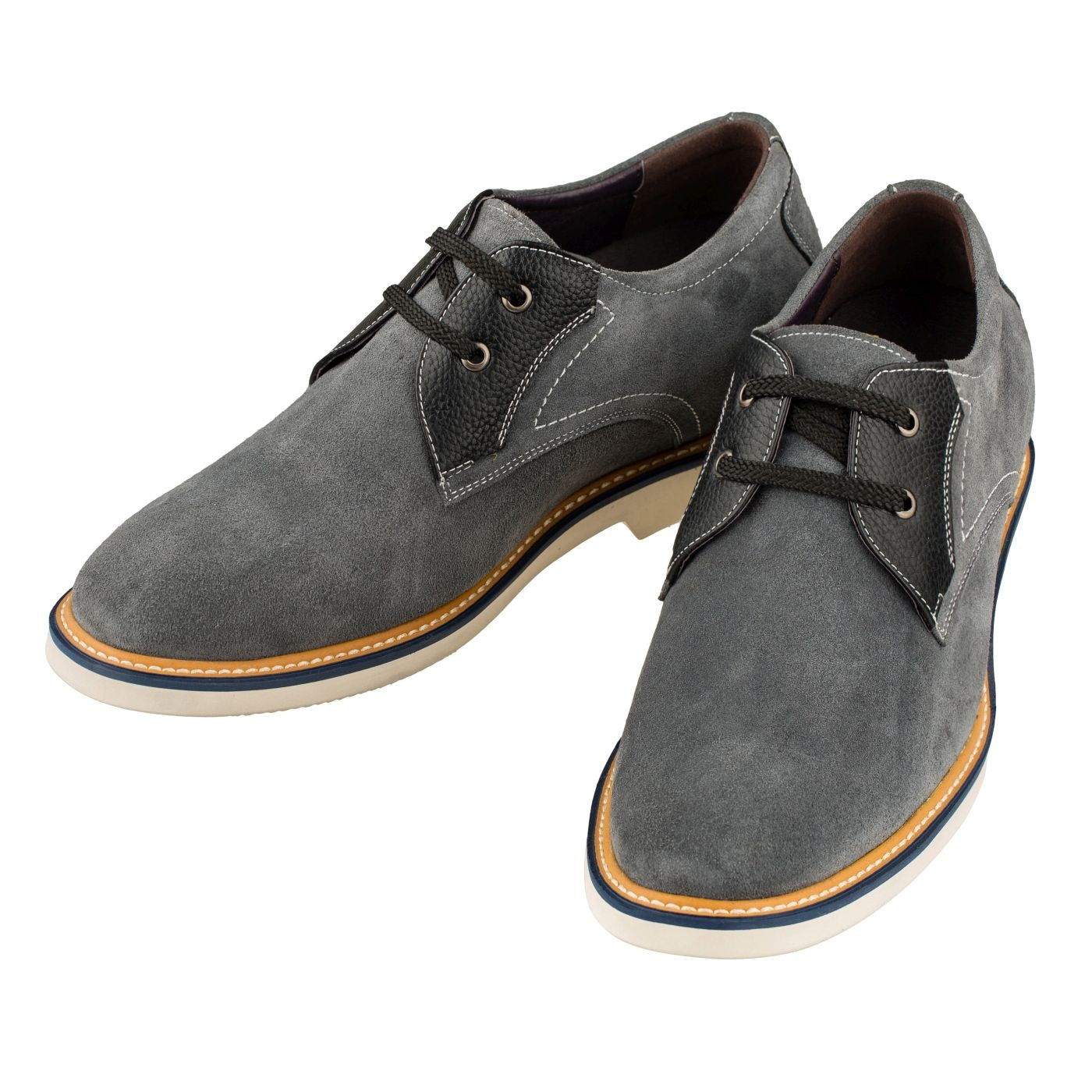 Business Casual Grey Leather Shoes 2.8 Inch  - Y42023