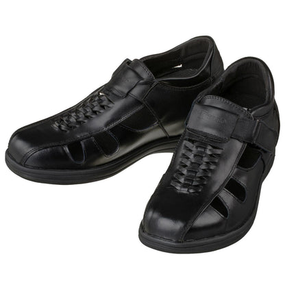 G1307 - Black Braided Leather Men's Sandals - Three Inches