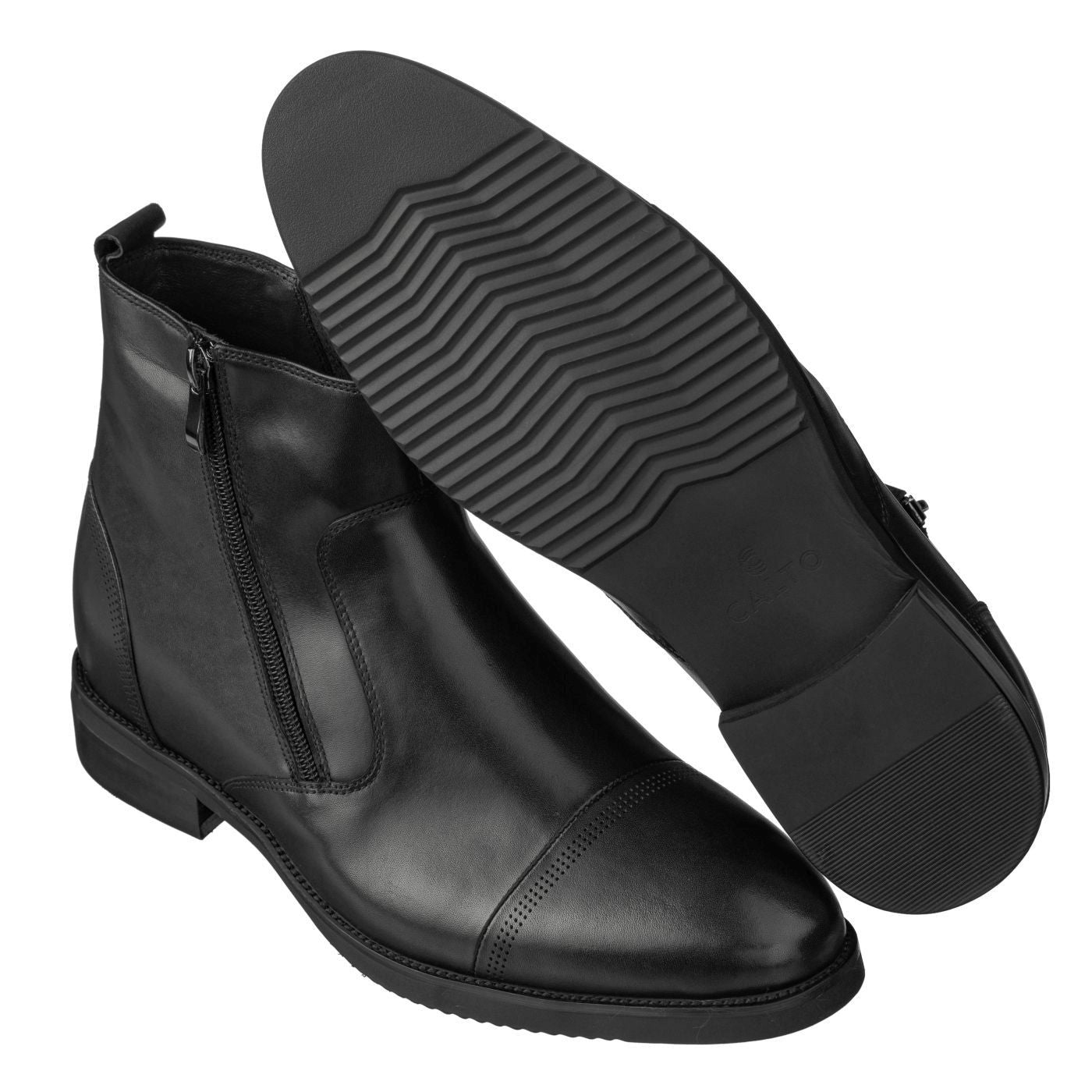 S28001 - 3.2 Inches Taller (Black) - Lightweight - Zipper Men's Boots